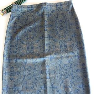 SANCTUARY NAVY PRINTED MIDI PENCIL SKIRT SIZE MEDIUM